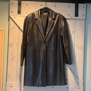Emanuel Black Leather Car Coat